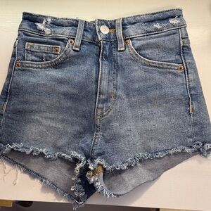 Light Blue Distressed Denim Shorts